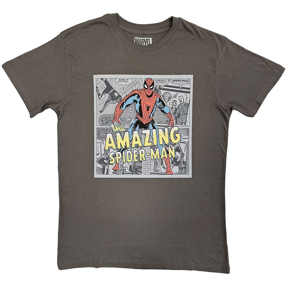 Marvel - Amazing SpiderMan Comic Background Herren TShirt - Grau